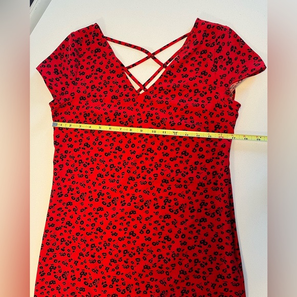 Short printed red dress - Picture 2 of 5